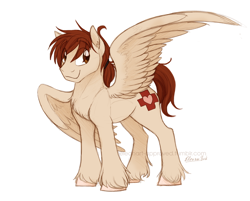 Size: 800x644 | Tagged: safe, artist:elbdot, oc, oc only, pegasus, pony, heart, male, ponytail, stallion