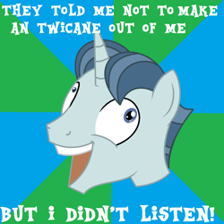 Size: 1250x1250 | Tagged: safe, artist:redmagepony, party favor, the cutie map, exploitable meme, grammar error, i didn't listen, image macro, meme