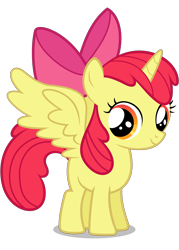 Size: 2000x2800 | Tagged: safe, artist:tizerfiction, apple bloom, alicorn, pony, alicornified, bloomicorn, cute, everyone is an alicorn, race swap, simple background, solo, transparent background, vector
