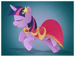 Size: 1000x773 | Tagged: safe, artist:thunder-chaser, twilight sparkle, pony, unicorn, clothes, dress, eyes closed, fashion, solo