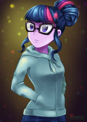 Size: 1920x2698 | Tagged: safe, artist:liemint, sci-twi, twilight sparkle, equestria girls, friendship games, clothes, glasses, hoodie, pants, solo