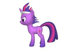 Size: 1200x900 | Tagged: safe, pony, unicorn, it's about time, 3d, eyepatch, female, headband, mare, messy mane, on side, ponylumen, reference, solid sparkle, solo