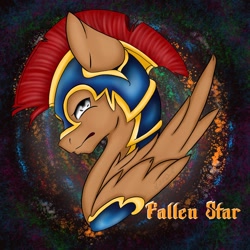 Size: 1024x1024 | Tagged: safe, oc, oc only, oc:fallen star, pegasus, pony, bust, guard, helmet, male, portrait