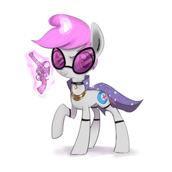 Size: 1024x1023 | Tagged: safe, artist:moon petals, oc, oc only, cape, clothes, goggles, gun, toolgun