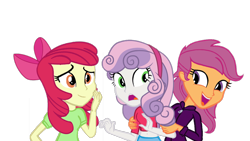 Size: 1920x1080 | Tagged: dead source, safe, artist:avisola, apple bloom, scootaloo, sweetie belle, equestria girls, cutie mark crusaders, older, simple background, transparent background, vector