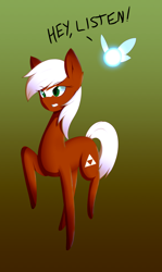 Size: 1000x1680 | Tagged: safe, artist:kaephic, earth pony, pony, crossover, epona, female, mare, navi, ponified, the legend of zelda, the legend of zelda: ocarina of time