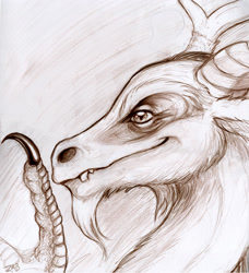 Size: 2062x2265 | Tagged: safe, artist:zabchan, discord, bust, claw, fur, monochrome, pencil drawing, portrait, realistic, solo, talon, traditional art