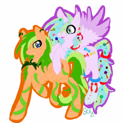 Size: 2550x2541 | Tagged: safe, artist:silverskittlez, oc, oc only, oc:frightful night, oc:sugar rush, bat, bandana, earring, piercing