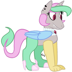 Size: 1000x1000 | Tagged: safe, artist:rivalcat, oc, oc only, oc:princess abaddon, hybrid, interspecies offspring, offspring, parent:discord, parent:princess celestia, parents:dislestia, solo