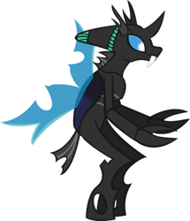 Size: 829x965 | Tagged: safe, artist:videogamehunter, oc, oc only, oc:riptide the changeling, anthro, changeling, commission, solo