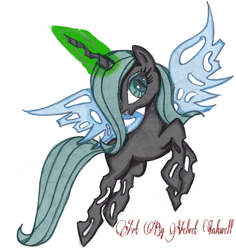 Size: 755x800 | Tagged: safe, artist:velvet inkwell, oc, oc only, oc:velvet inkwell, changeling, changeling queen, changeling queen oc, female, solo