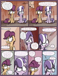 Size: 1235x1625 | Tagged: safe, artist:slitherpon, diamond tiara, scootaloo, alternate universe, comic, moody mark crusaders