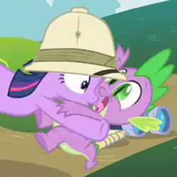 Size: 480x480 | Tagged: safe, screencap, spike, twilight sparkle, dragon, feeling pinkie keen, cropped, out of context