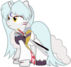 Size: 3000x2824 | Tagged: safe, artist:scourge707, inuyasha, ponified, series paradox, sesshomaru, solo, tensaiga, tokijin