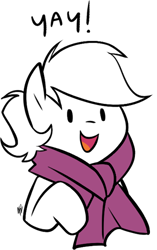 Size: 313x500 | Tagged: safe, artist:egophiliac, double diamond, the cutie map, clothes, cute, double dawwmond, happy, reaction image, scarf, solo, yay