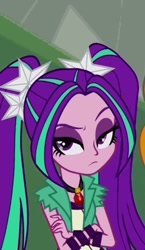 Size: 614x1055 | Tagged: safe, screencap, aria blaze, equestria girls, rainbow rocks, aria blaze is not amused, female, gem, pigtails, resting bitch face, siren gem, solo, twintails, unamused