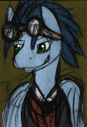 Size: 1024x1493 | Tagged: safe, artist:pinkiejay, soarin', pony, sketch, solo, steampunk