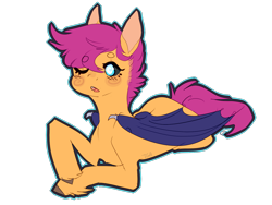 Size: 1280x960 | Tagged: safe, artist:question-loony, scootaloo, bat pony, pony, bat ponified, race swap, scootabat, solo