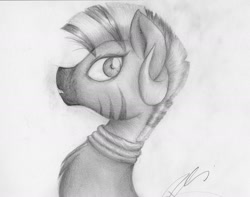 Size: 2196x1728 | Tagged: safe, artist:riquis101, zecora, zebra, sketch, solo, traditional art