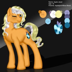 Size: 894x894 | Tagged: safe, artist:nightmarederpy, oc, oc only, oc:apple jewel, offspring, one eye closed, parent:applejack, parent:prince blueblood, parents:bluejack, reference sheet, shadow, wink