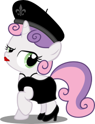 Size: 6184x8032 | Tagged: safe, artist:atomicmillennial, sweetie belle, absurd resolution, beret, clothes, dress, high heels, lipstick, solo