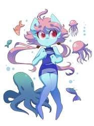 Size: 748x1000 | Tagged: safe, artist:looji, oc, oc only, oc:jelly splash, anthro, fish, jellyfish, solo