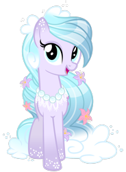 Size: 1600x2178 | Tagged: safe, artist:slasharu, oc, oc only, oc:dazzling mist, ethereal mane, flower, flower in hair, jewelry, necklace, solo