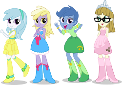 Size: 1318x912 | Tagged: safe, artist:punzil504, archer (character), cotton cloudy, dinky hooves, scootablue, zippoorwhill, equestria girls, cottondinarchzip, equestria girls-ified