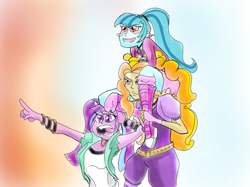 Size: 1023x766 | Tagged: safe, artist:firimil, adagio dazzle, aria blaze, sonata dusk, equestria girls, draw the squad, fanfic art, fanfic cover, the dazzlings