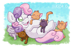 Size: 1280x828 | Tagged: safe, artist:abbystarling, sweetie belle, cat, :3, cute, diasweetes, kitten, licking, one eye closed, tongue out, weapons-grade cute