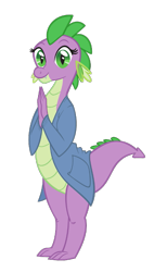 Size: 467x824 | Tagged: safe, artist:queencold, barb, spike, dragon, cardigan, clothes, dragoness, rule 63, simple background, teenaged dragon, transparent background