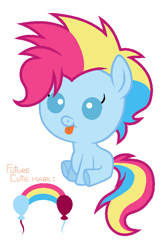 Size: 516x768 | Tagged: safe, artist:unoriginai, oc, oc only, earth pony, pony, cute, cutie mark, filly, foal, magical lesbian spawn, offspring, parent:pinkie pie, parent:rainbow dash, parents:pinkiedash, solo