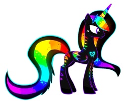 Size: 757x617 | Tagged: artist needed, safe, oc, oc only, alicorn, pony, alicorn oc, freckles, glowing mane, neon, rainbow, solo