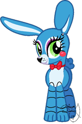 Size: 396x599 | Tagged: safe, artist:sky-winds, five nights at freddy's, ponified, solo, toy bonnie