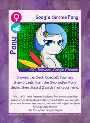 Size: 889x1214 | Tagged: safe, artist:10art1, oc, oc only, oc:google chrome, pony, bedroom eyes, browser ponies, card, google chrome, ponified, smug, solo, twilight sparkle's secret shipfic folder