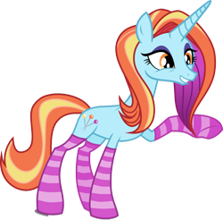 Size: 1024x1007 | Tagged: safe, artist:tabrony23, artist:xebck, sassy saddles, pony, unicorn, clothes, simple background, socks, solo, striped socks, transparent background