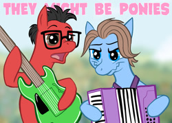 Size: 1000x715 | Tagged: safe, artist:pedantia, earth pony, pony, john flansburgh, john linnell, ponified, they might be giants