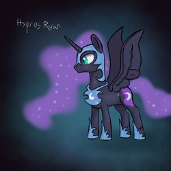 Size: 1700x1700 | Tagged: safe, artist:hypno, nightmare moon, alicorn, pony, solo, spread wings, wings