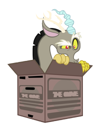 Size: 6000x7100 | Tagged: safe, artist:sofunnyguy, discord, make new friends but keep discord, absurd resolution, box, simple background, solo, transparent background, vector