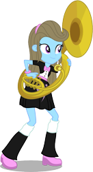 Size: 627x1150 | Tagged: safe, artist:punzil504, beauty brass, equestria girls, bowtie, clothes, equestria girls-ified, humanized, musical instrument, skirt, socks, solo, sousaphone