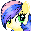 Size: 102x101 | Tagged: safe, artist:rainbow-blackie, oc, oc only, oc:lucky shine, bust, pixel art, portrait, solo