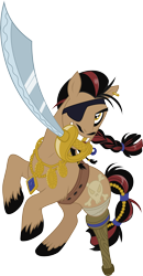 Size: 5080x9785 | Tagged: safe, artist:korakduhart, idw, earth pony, pony, spoiler:comic, spoiler:comic14, absurd resolution, amputee, captain hoofbeard, eyepatch, gold tooth, idw showified, peg leg, pirate, prosthetic leg, prosthetic limb, prosthetics, simple background, solo, sword, transparent background, vector