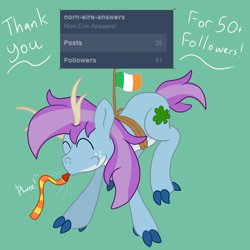 Size: 3000x3000 | Tagged: safe, artist:bigmackintosh, oc, oc only, oc:norn eire, deer, followers, nation ponies, northern ireland, ponified, thank you, tumblr