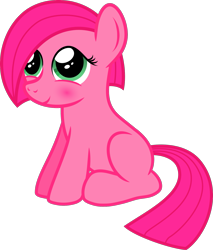 Size: 1683x1973 | Tagged: safe, artist:brightstarclick, oc, oc only, oc:rose, blank flank, blushing, filly, simple background, sitting, solo, transparent background, vector