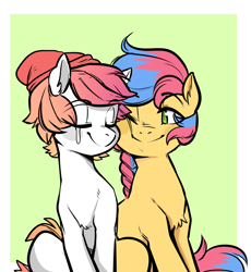 Size: 1280x1391 | Tagged: safe, artist:glacierclear, oc, oc only, oc:candy floss, oc:toque horse, cheek squish, cute, happy, smiling