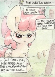 Size: 690x959 | Tagged: safe, artist:slightlyshade, apple bloom, babs seed, solo, traditional art, wrestling