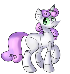 Size: 540x576 | Tagged: safe, artist:woogiegirl, sweetie belle, sweetie bot, pony, robot, unicorn, female, filly, foal, hooves, horn, raised hoof, simple background, solo, transparent background