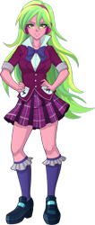 Size: 600x1409 | Tagged: safe, artist:sparks220stars, lemon zest, equestria girls, friendship games, clothes, crystal prep academy, crystal prep academy uniform, crystal prep shadowbolts, hand on hip, headphones, looking at you, school uniform, simple background, solo, transparent background