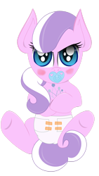 Size: 670x1192 | Tagged: safe, artist:the-crusader-network, diamond tiara, diaper, foal, pacifier