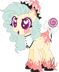 Size: 315x386 | Tagged: safe, artist:sakuravera, oc, oc only, food pony, original species, augmented tail, heart eyes, pixel art, solo, wingding eyes